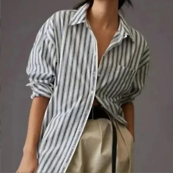 Anthropologie Maeve The Bennet Buttondown Shirt Size M - Picture 5 of 13